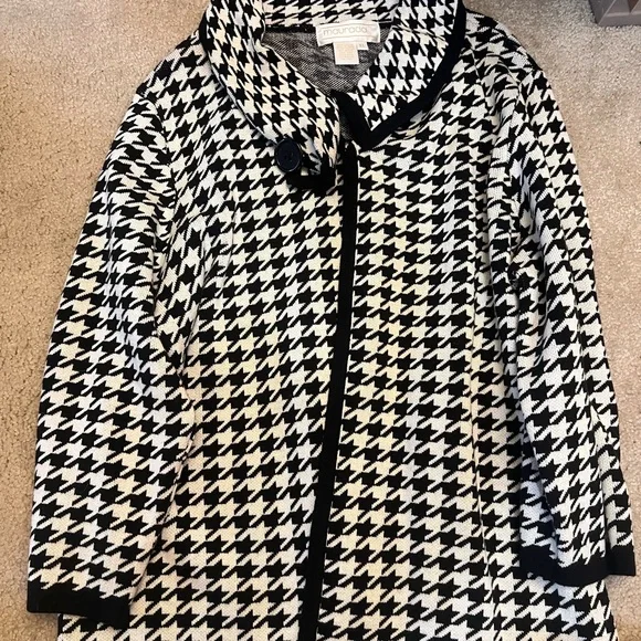Black and White Houndstooth Cape Jacket w/ Sleeves, Size XL - Picture 1 of 4